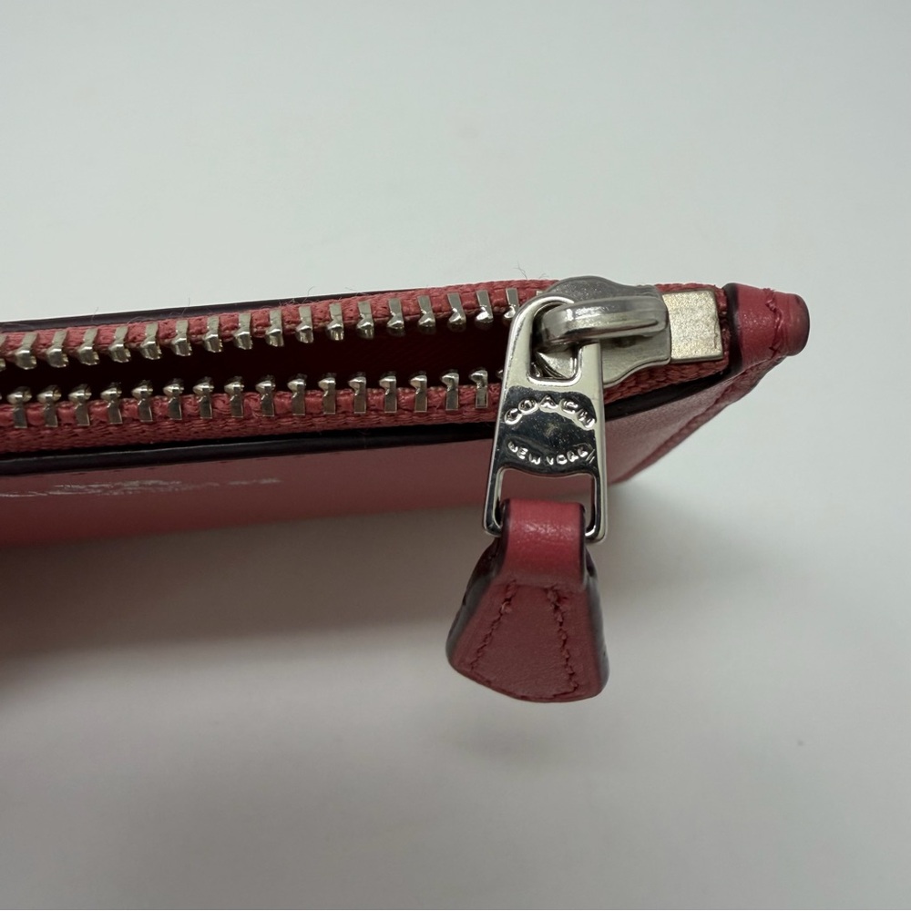Coach Mini Skinny ID Case Pink Solid Key Ring ID Window Women's Card Wallet - Picture 12 of 15